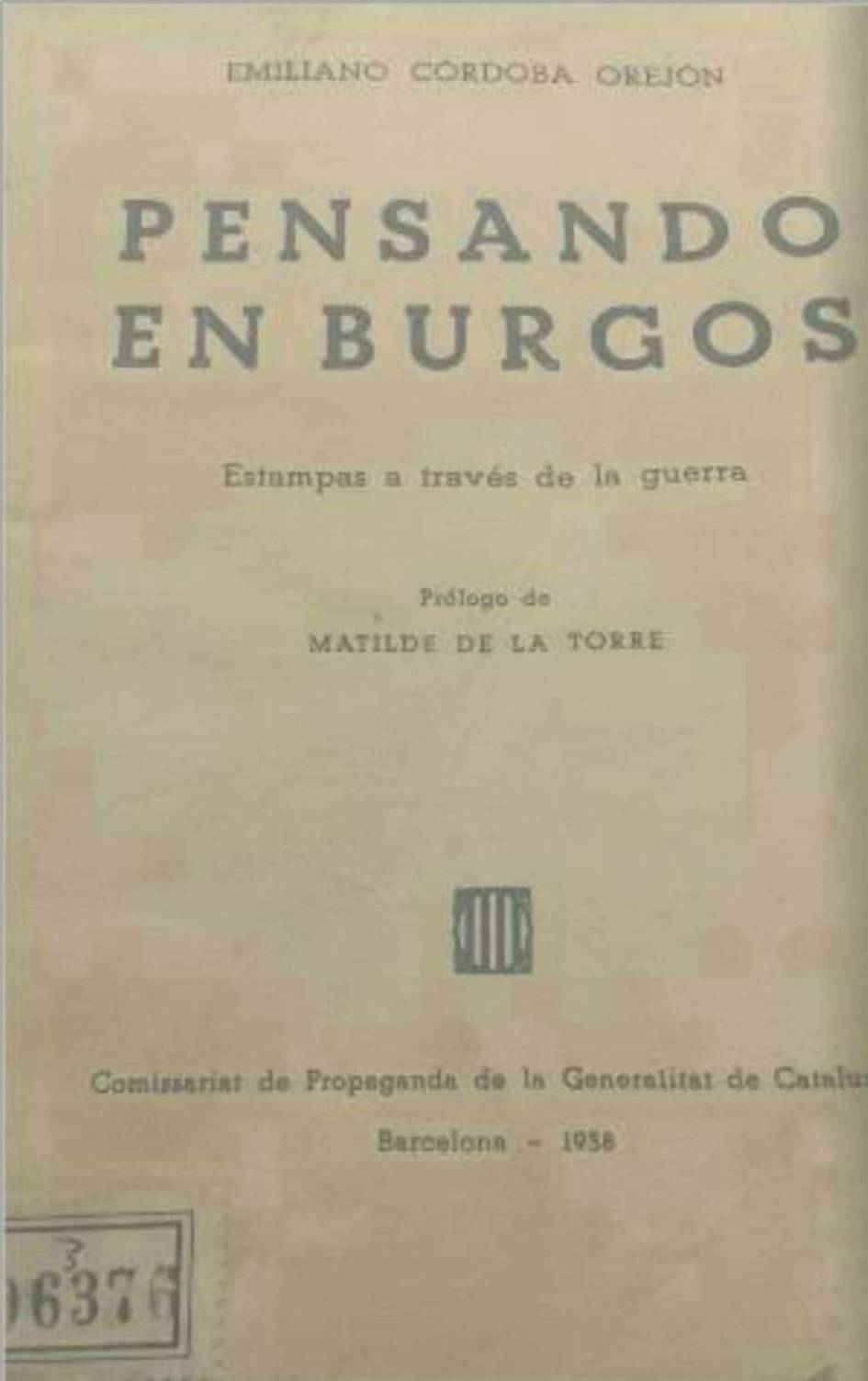 Portada del Libro  Pensando en Burgos de Emililano Córdoba